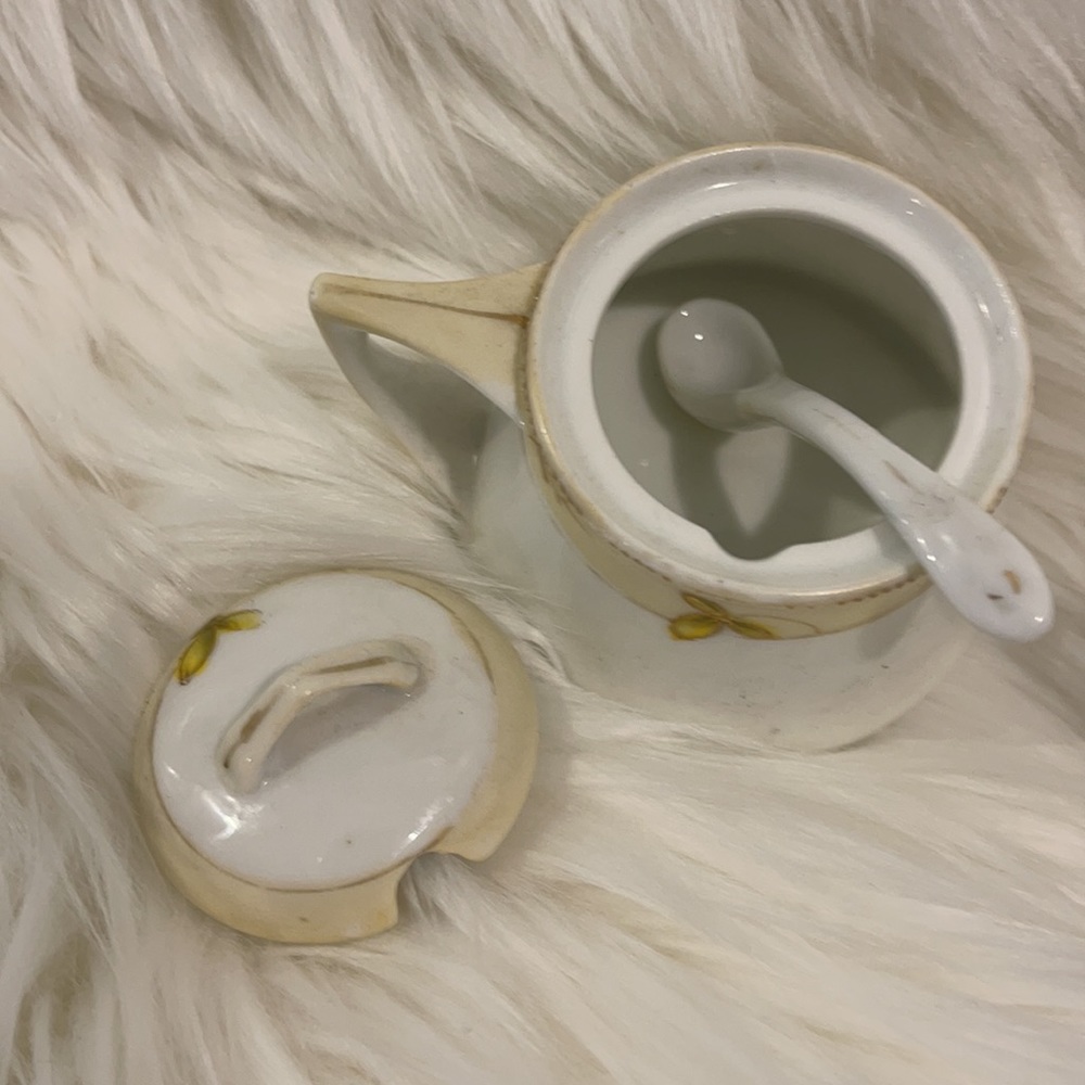 Nippon cream and sugar bowl with spoon. - Picture 2 of 7